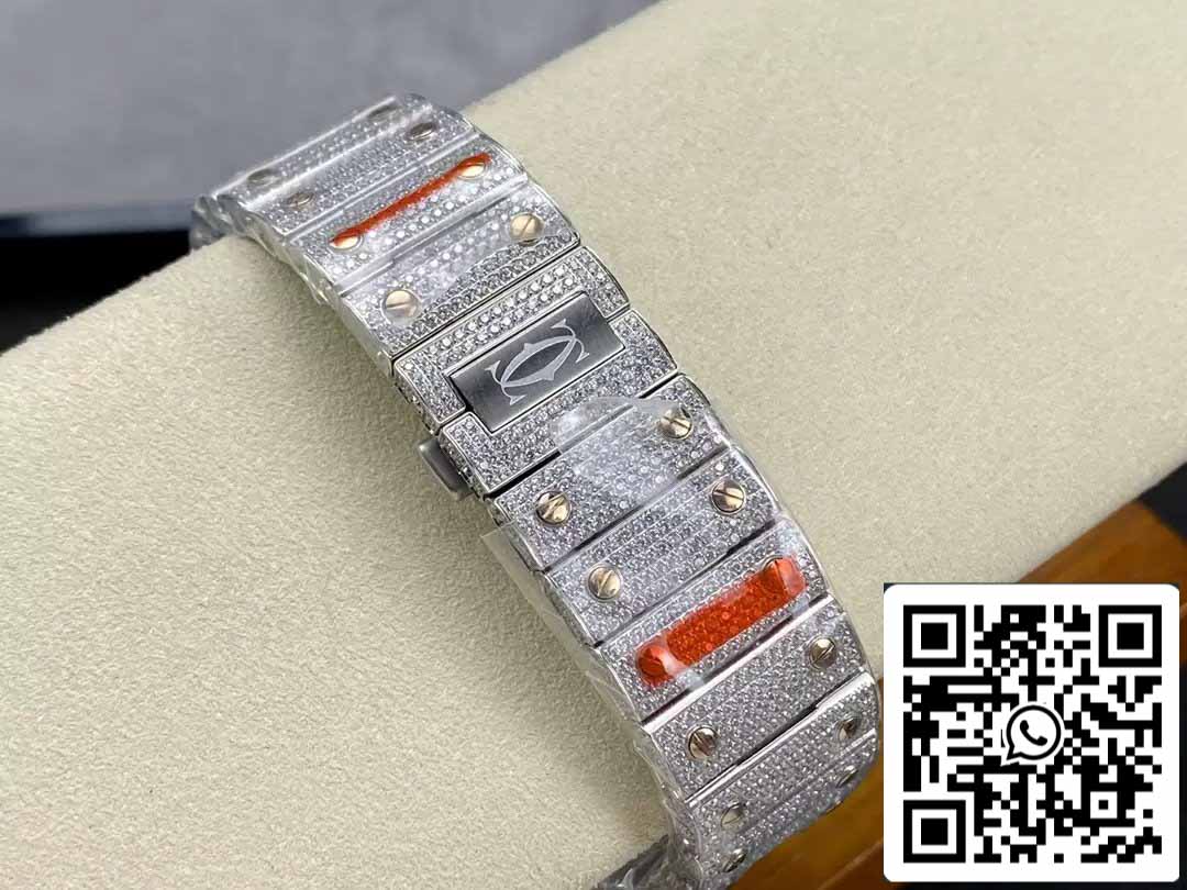 Santos De Cartier Diamantuhren Ziffernblatt in Roségold 1:1 Beste Edition AMG Factory Swarovski-Stein