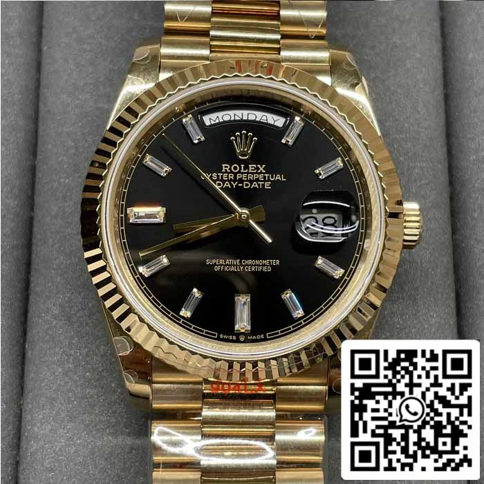 Rolex Day Date 40 M228238 -0004 Schwarzes Diamant-Zifferblatt 1:1 Best Edition GM Factory V3 Gegengewichtsversion
