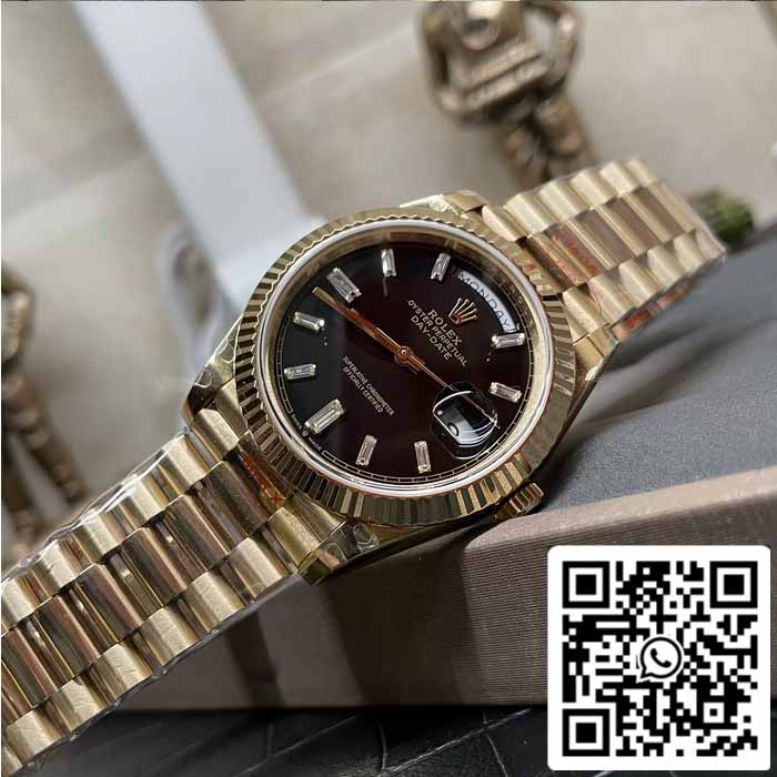 Rolex Day Date 40 M228238 -0004 Schwarzes Diamant-Zifferblatt 1:1 Best Edition GM Factory V3 Gegengewichtsversion