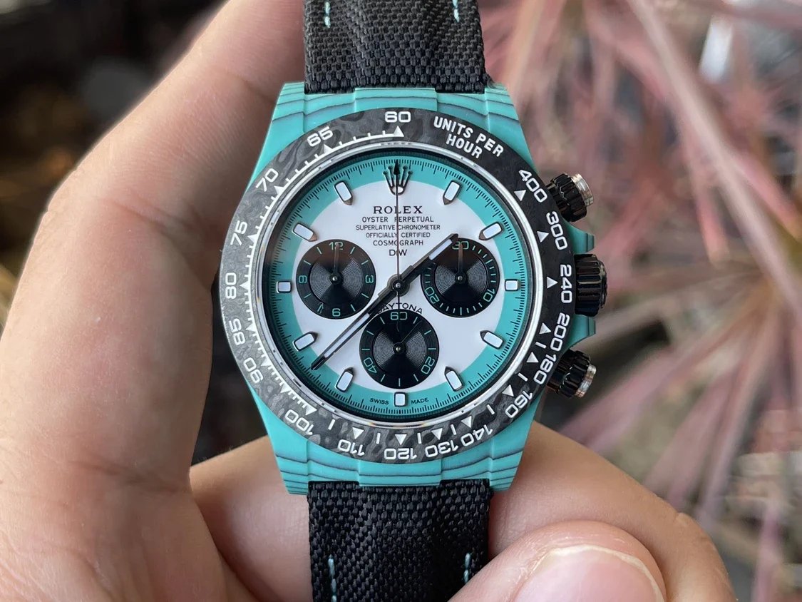 Rolex Cosmograph Daytona Series avec boîtier en fibre de carbone bleu 【Mouvement 4130 DIW Version modifiée】