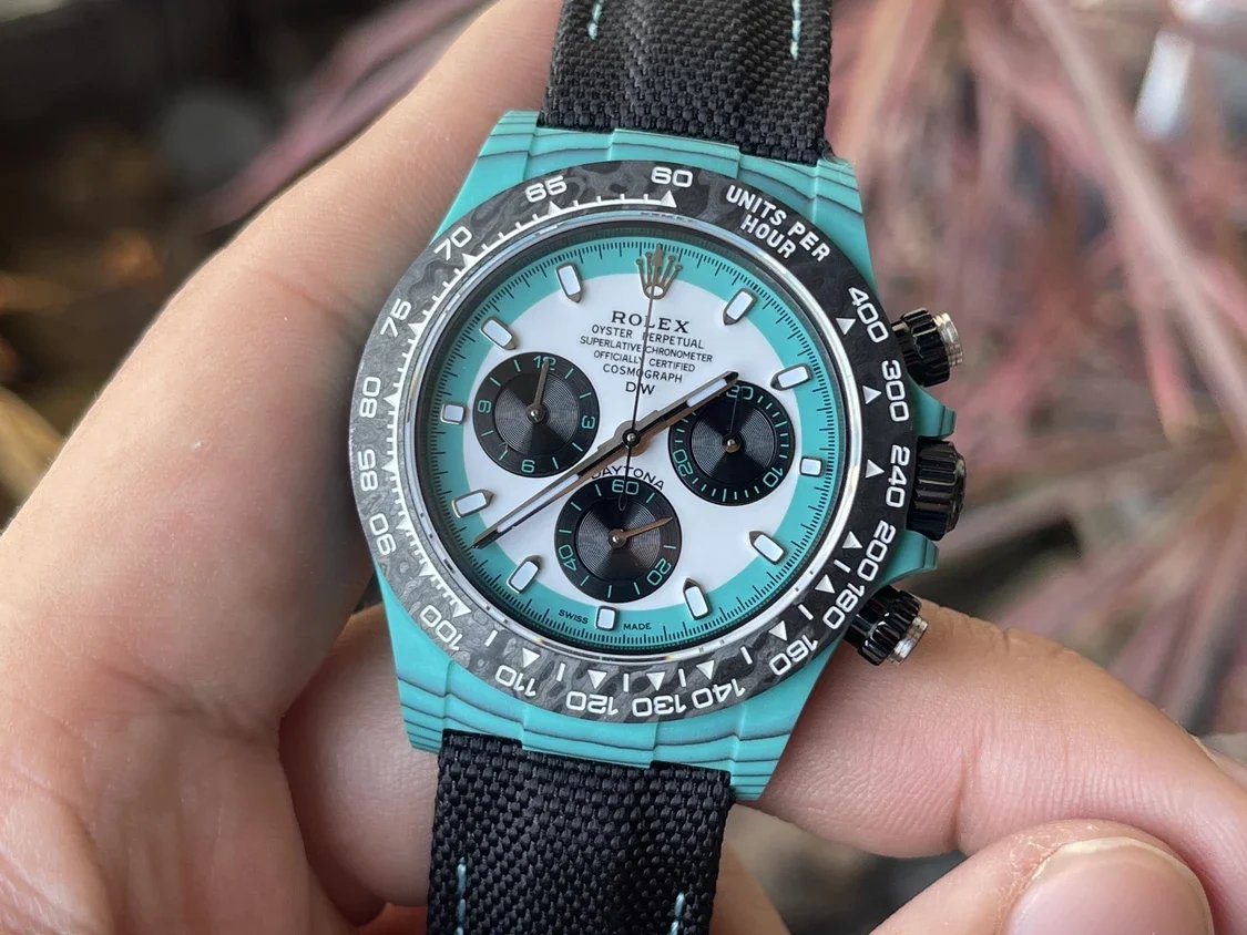Rolex Cosmograph Daytona Series avec boîtier en fibre de carbone bleu 【Mouvement 4130 DIW Version modifiée】