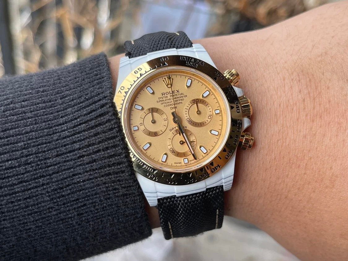 【Mouvement 4130 DIW Version modifiée】Rolex Cosmograph Daytona Series Bracelet noir Boîtier en fibre de carbone