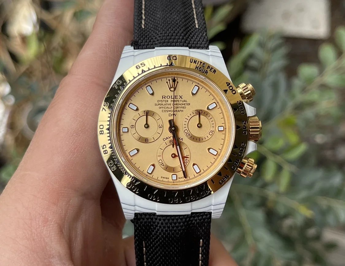 【Mouvement 4130 DIW Version modifiée】Rolex Cosmograph Daytona Series Bracelet noir Boîtier en fibre de carbone