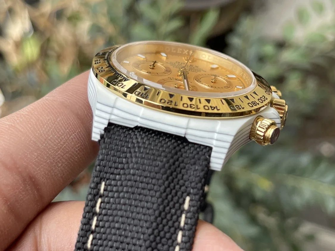 【Mouvement 4130 DIW Version modifiée】Rolex Cosmograph Daytona Series Bracelet noir Boîtier en fibre de carbone