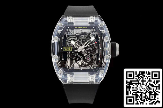 Richard Mille RM35-01 Sonic Factory 1:1 Best Edition Saphirgehäuse Schwarzes Kautschukarmband