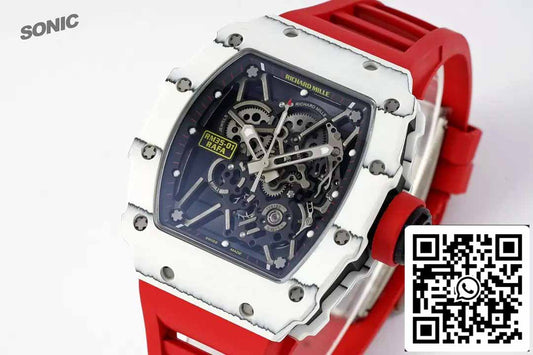 Richard Mille RM35-01 Sonic Factory 1:1 Best Edition Weiß Carbon NTPT Rotes Kautschukarmband