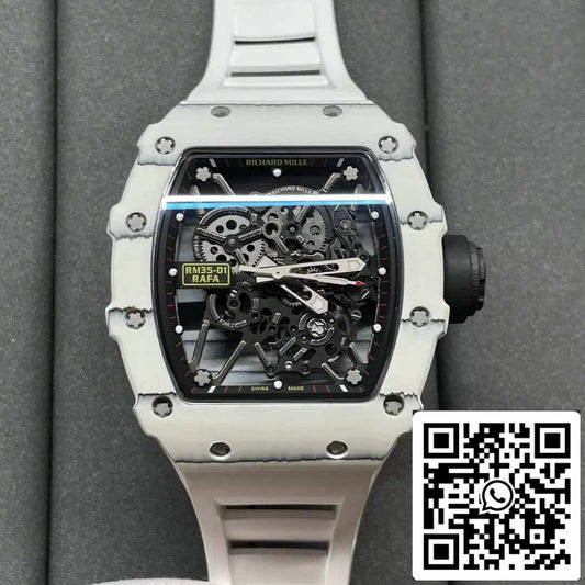 Richard Mille RM35-01 Sonic Factory 1:1 Best Edition Bracelet en caoutchouc blanc NTPT en carbone blanc