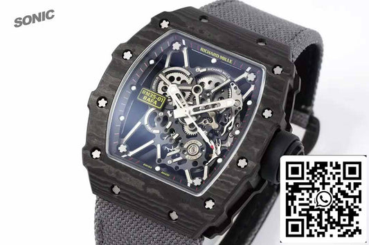 Richard Mille RM35-01 Sonic Factory 1:1 Best Edition Blanc Carbone NTPT Gris Bracelet Velcro