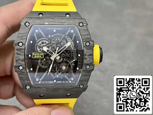 Richard Mille RM35-01 Sonic Factory 1:1 Best Edition Bracelet en caoutchouc jaune noir carbone NTPT