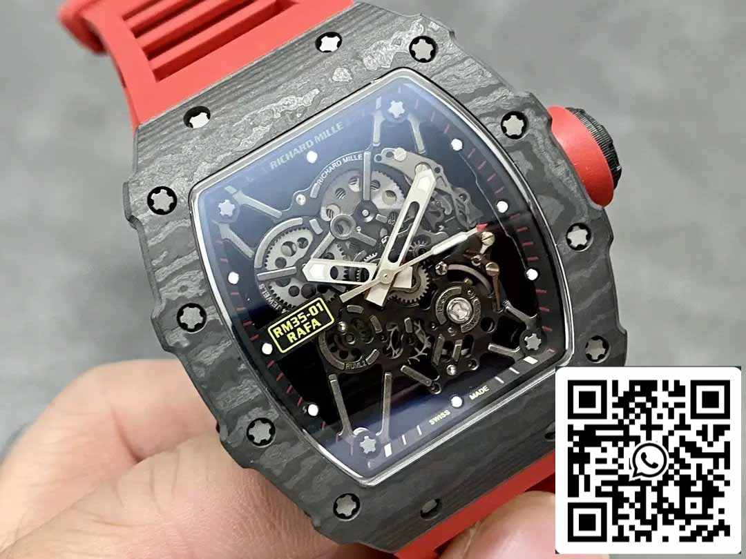 Richard Mille RM35-01 Sonic Factory 1:1 Best Edition Bracelet en caoutchouc rouge noir carbone NTPT