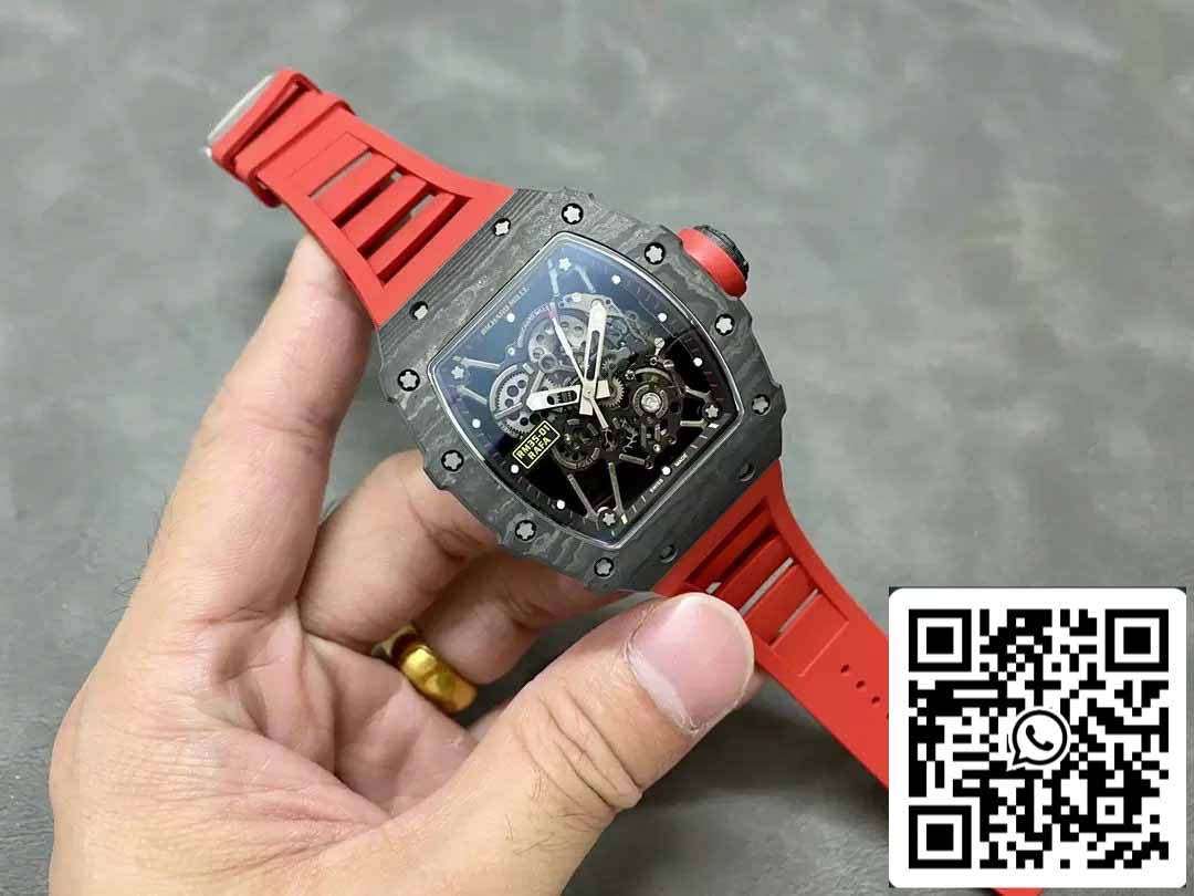 Richard Mille RM35-01 Sonic Factory 1:1 Best Edition Bracelet en caoutchouc rouge noir carbone NTPT