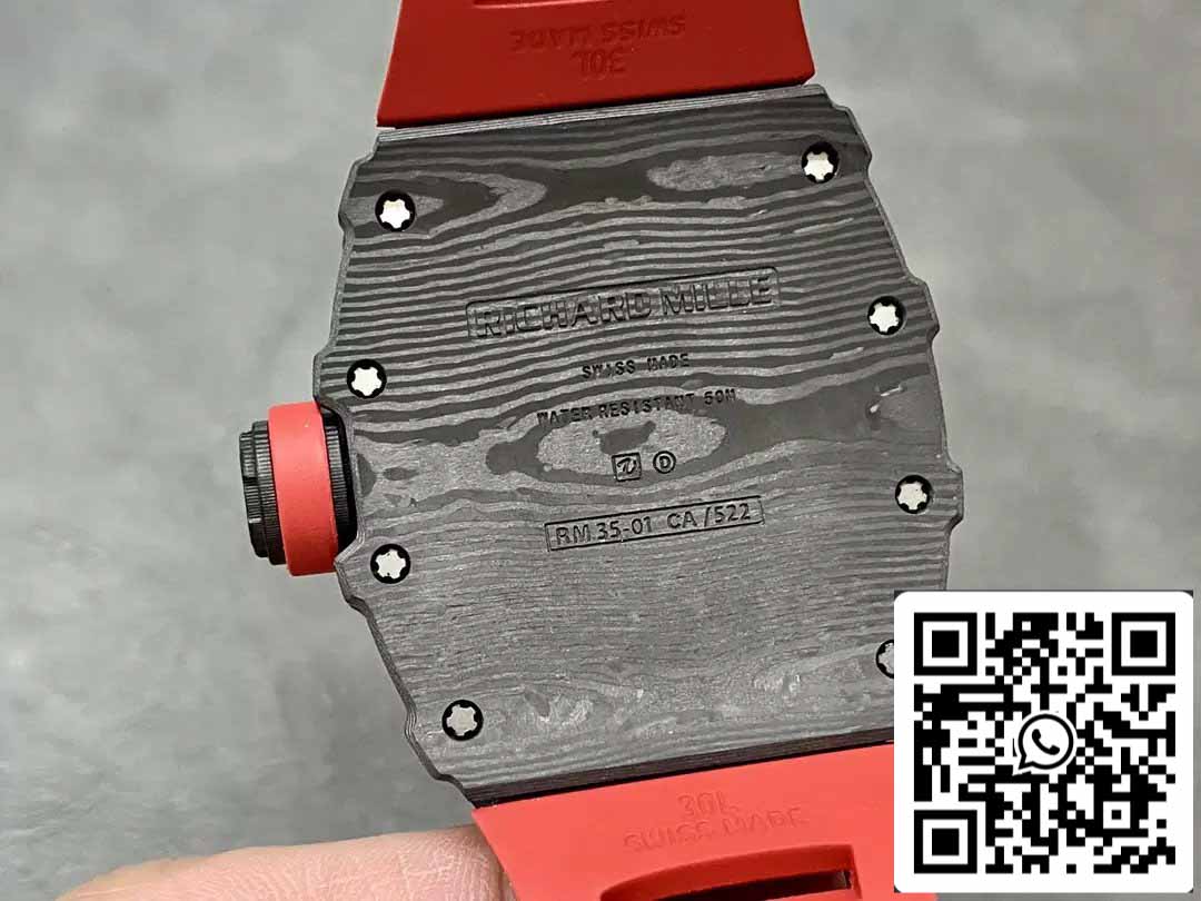 Richard Mille RM35-01 Sonic Factory 1:1 Best Edition Bracelet en caoutchouc rouge noir carbone NTPT