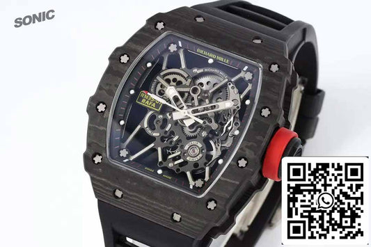 Richard Mille RM35-01 Sonic Factory 1:1 Best Edition Bracelet en caoutchouc noir carbone NTPT noir
