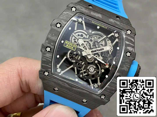 Richard Mille RM35-01 Sonic Factory 1:1 Best Edition Bracelet en caoutchouc bleu NTPT en carbone noir