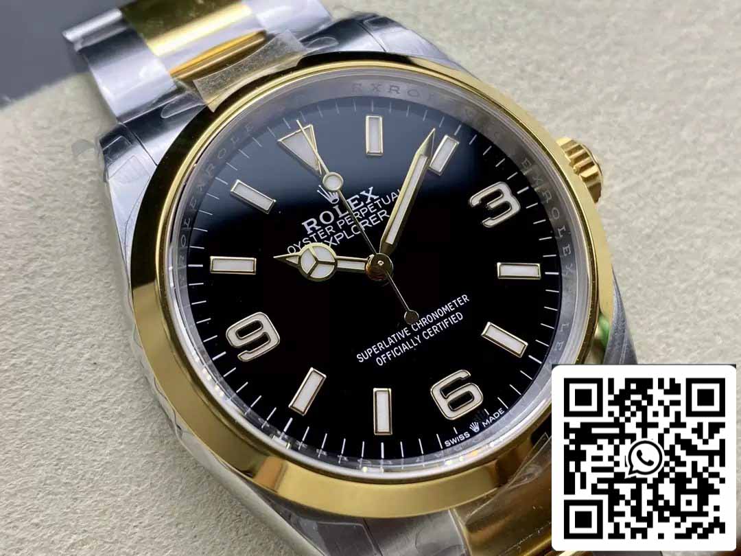 Rolex Explorer M124273-0001 36MM 1:1 Best Edition VS Factory schwarzes Zifferblatt Stahl und Gold
