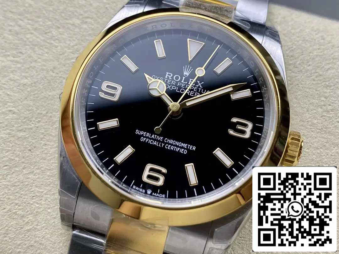 Rolex Explorer M124273-0001 36MM 1:1 Best Edition VS Factory schwarzes Zifferblatt Stahl und Gold
