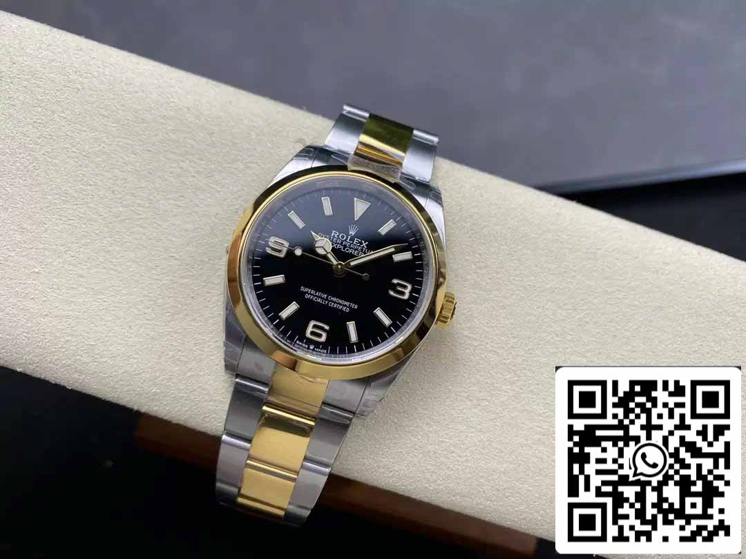 Rolex Explorer M124273-0001 36MM 1:1 Best Edition VS Factory schwarzes Zifferblatt Stahl und Gold