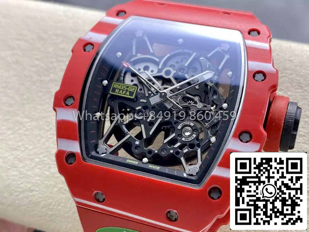 Richard Mille RM035-02 1:1 Bester Klon R7 Factory Rotes Carbongehäuse Rotes Armband