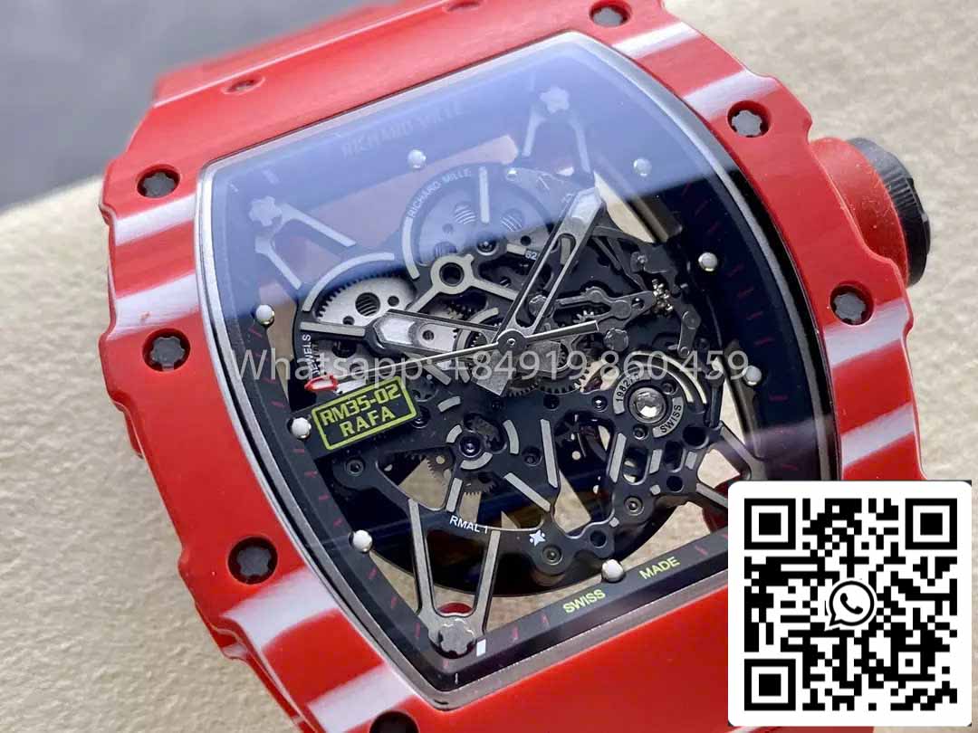 Richard Mille RM035-02 1:1 Bester Klon R7 Factory Rotes Carbongehäuse Rotes Armband