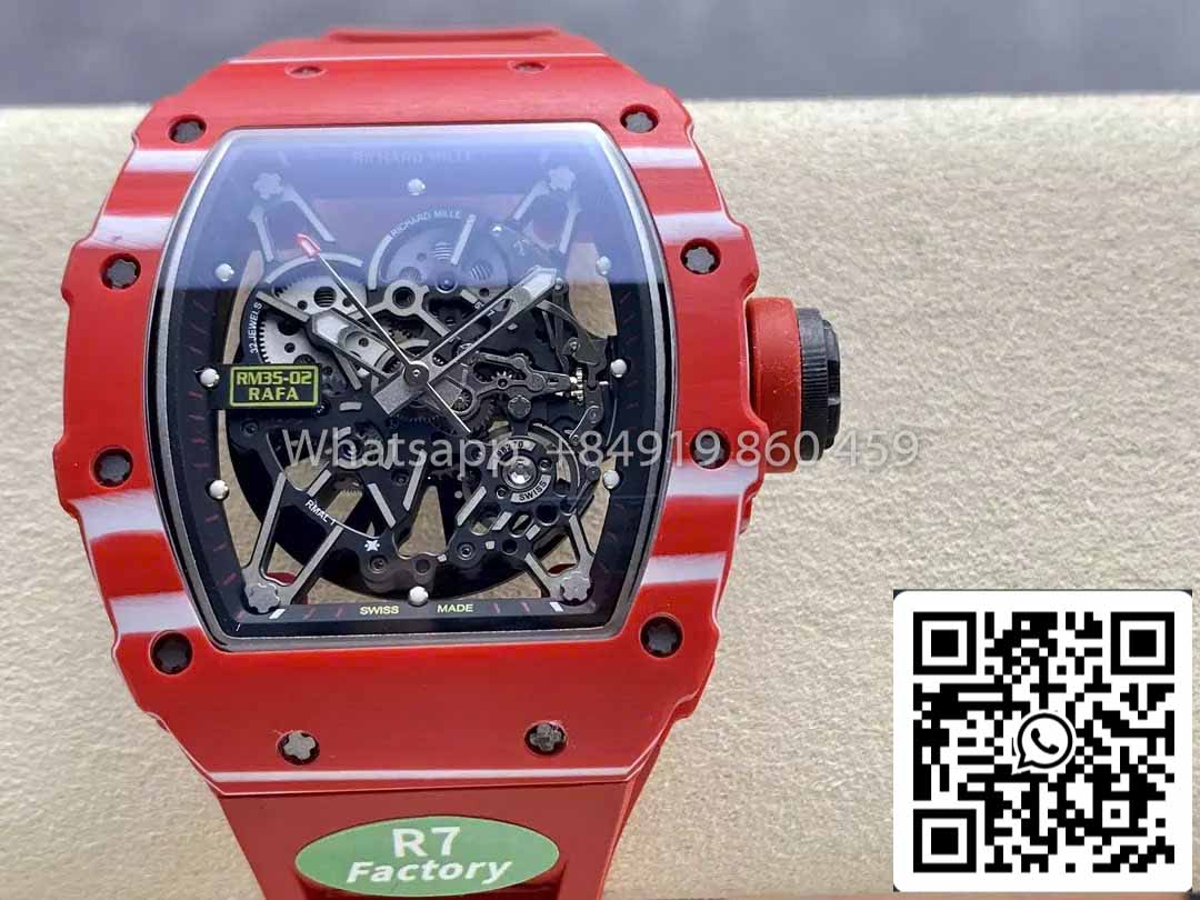 Richard Mille RM035-02 1:1 Bester Klon R7 Factory Rotes Carbongehäuse Rotes Armband