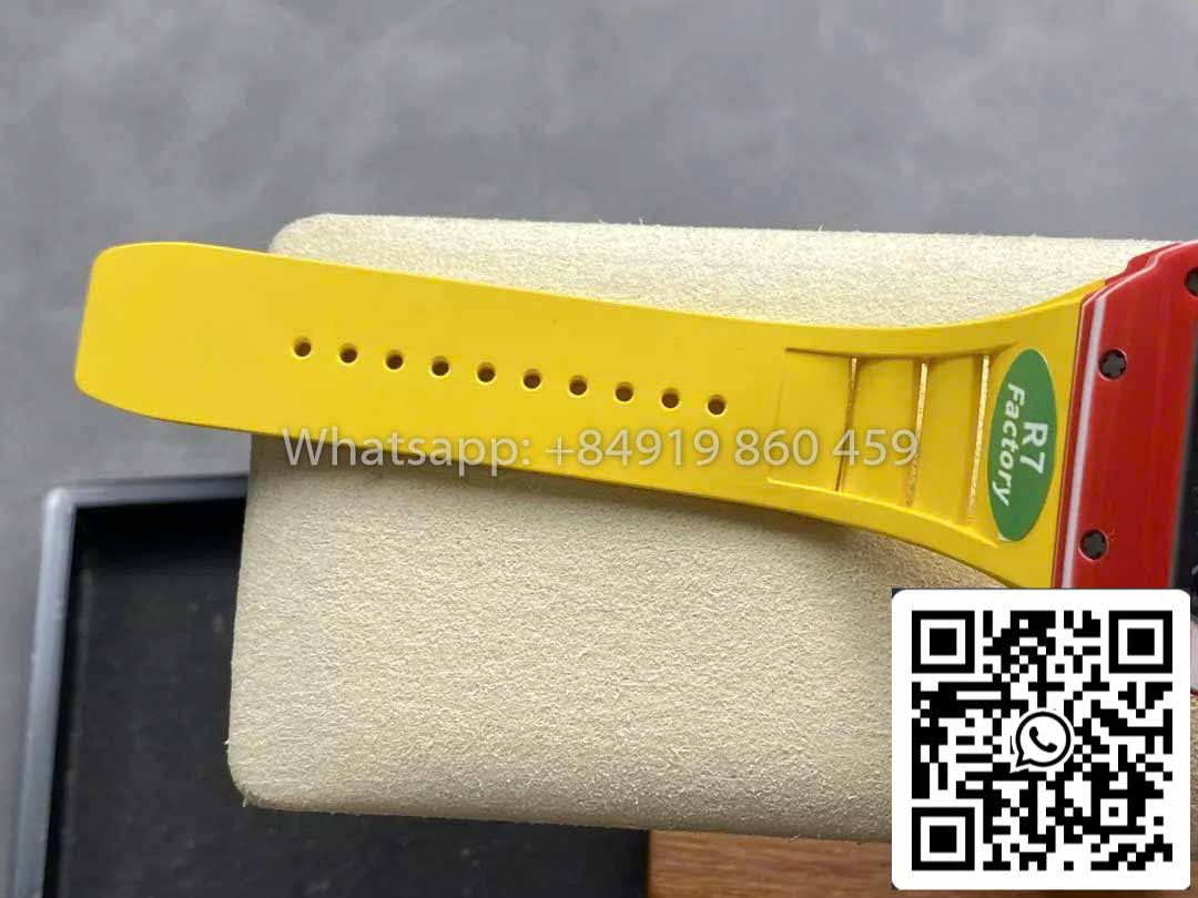 Richard Mille RM035-02 1:1 Meilleur clone R7 Factory Boîtier en carbone rouge Bracelet jaune