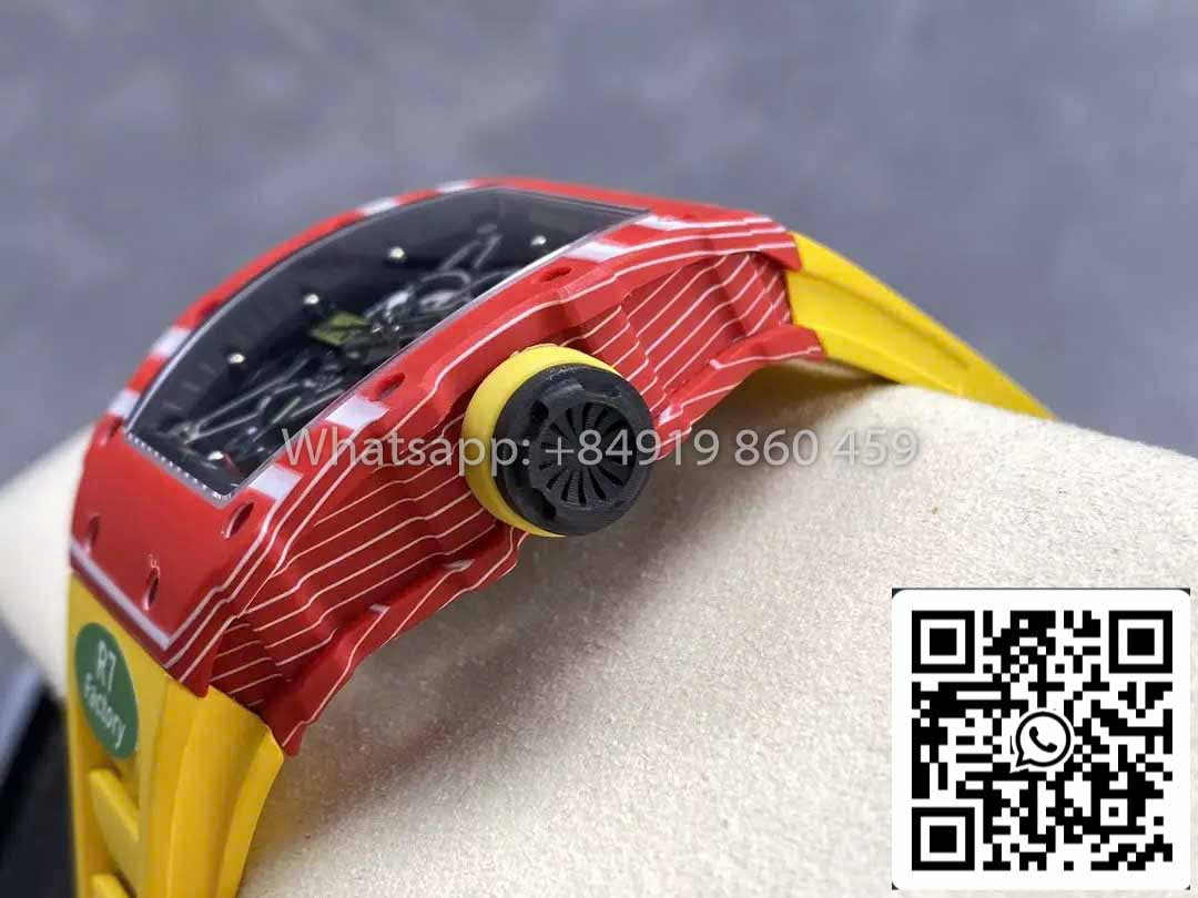 Richard Mille RM035-02 1:1 Meilleur clone R7 Factory Boîtier en carbone rouge Bracelet jaune