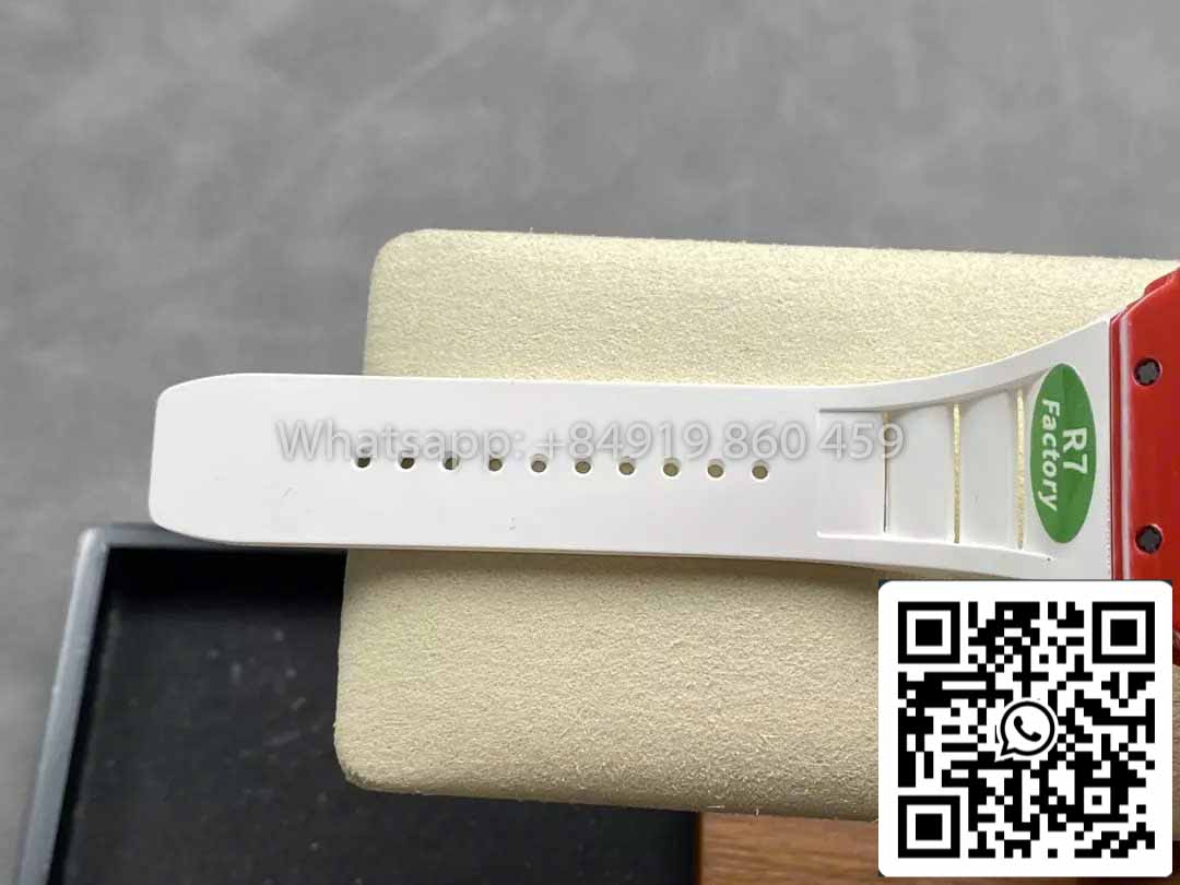 Richard Mille RM035-02 1:1 Meilleur clone R7 Factory Boîtier en carbone rouge Bracelet blanc