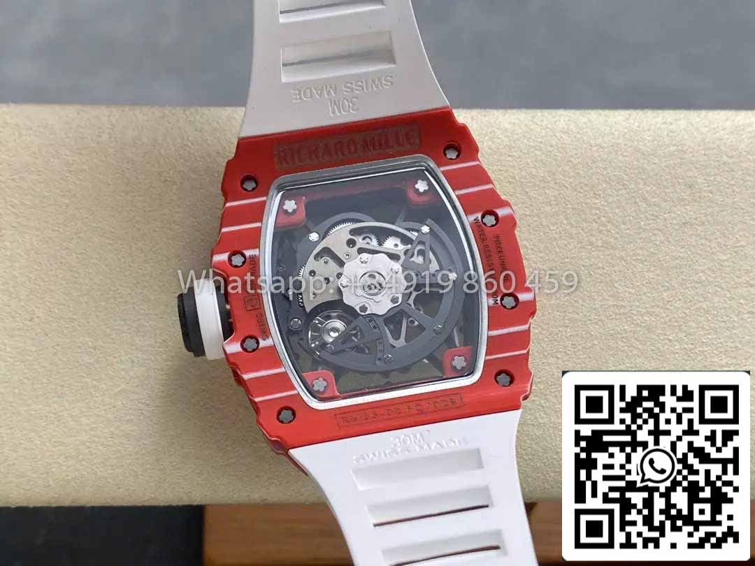 Richard Mille RM035-02 1:1 Meilleur clone R7 Factory Boîtier en carbone rouge Bracelet blanc