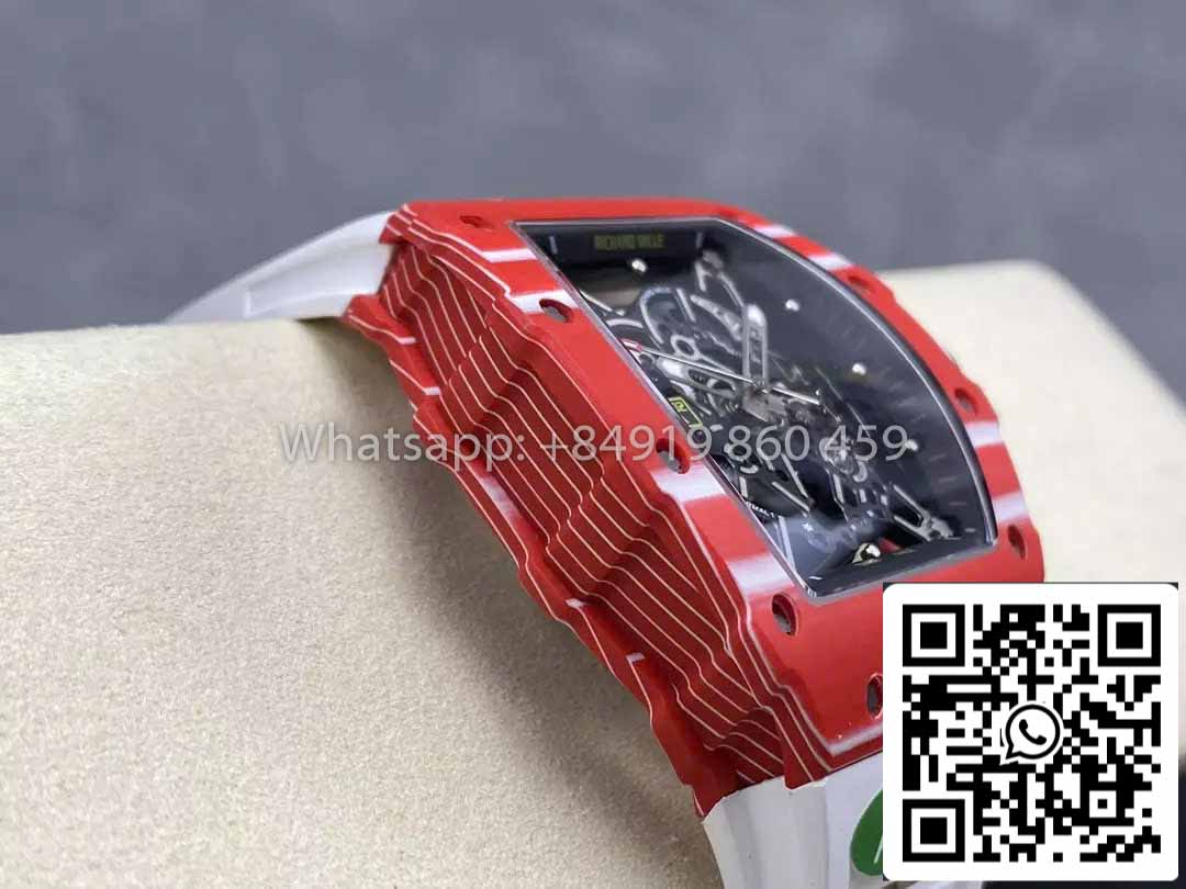 Richard Mille RM035-02 1:1 Meilleur clone R7 Factory Boîtier en carbone rouge Bracelet blanc