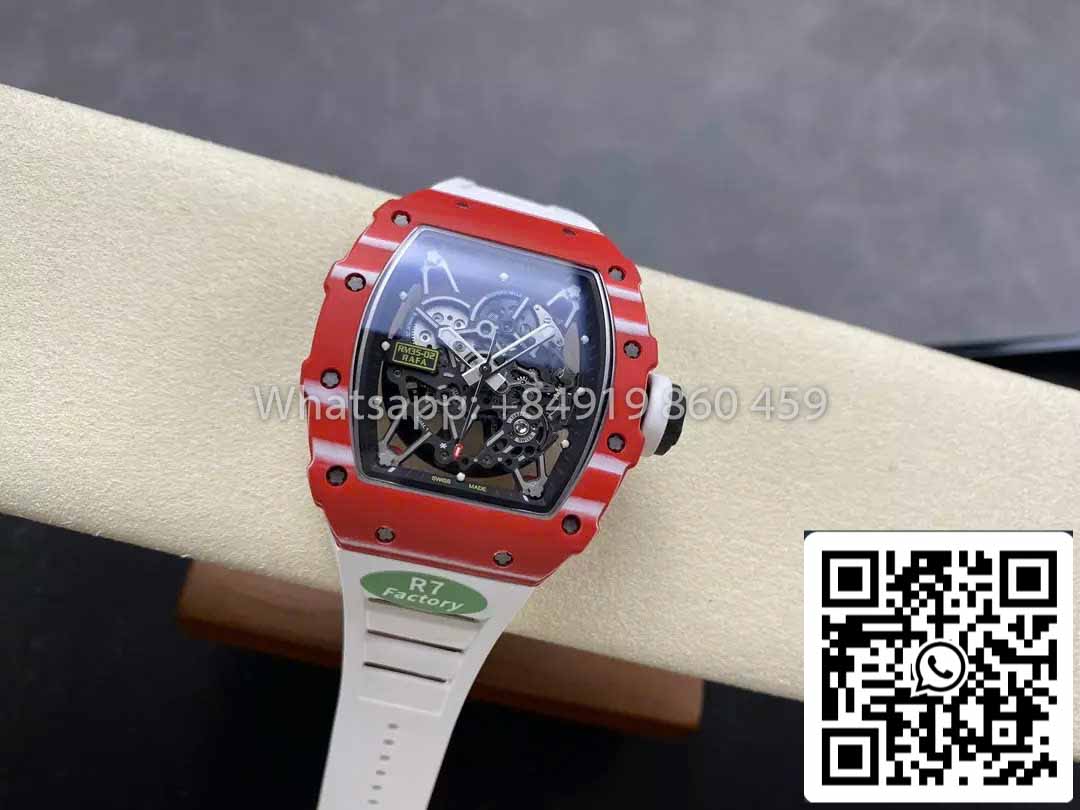 Richard Mille RM035-02 1:1 Meilleur clone R7 Factory Boîtier en carbone rouge Bracelet blanc