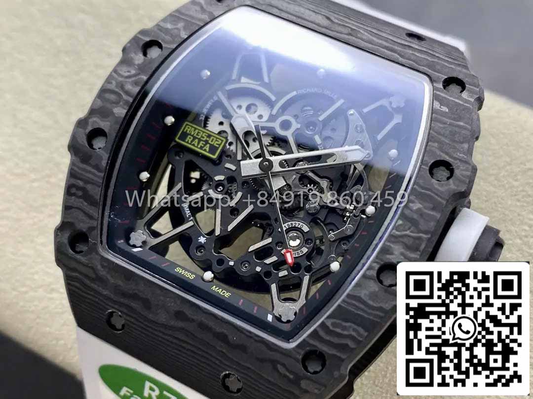 Richard Mille RM035-02 1:1 Meilleur clone R7 Factory NTPT Boîtier en carbone Bracelet blanc