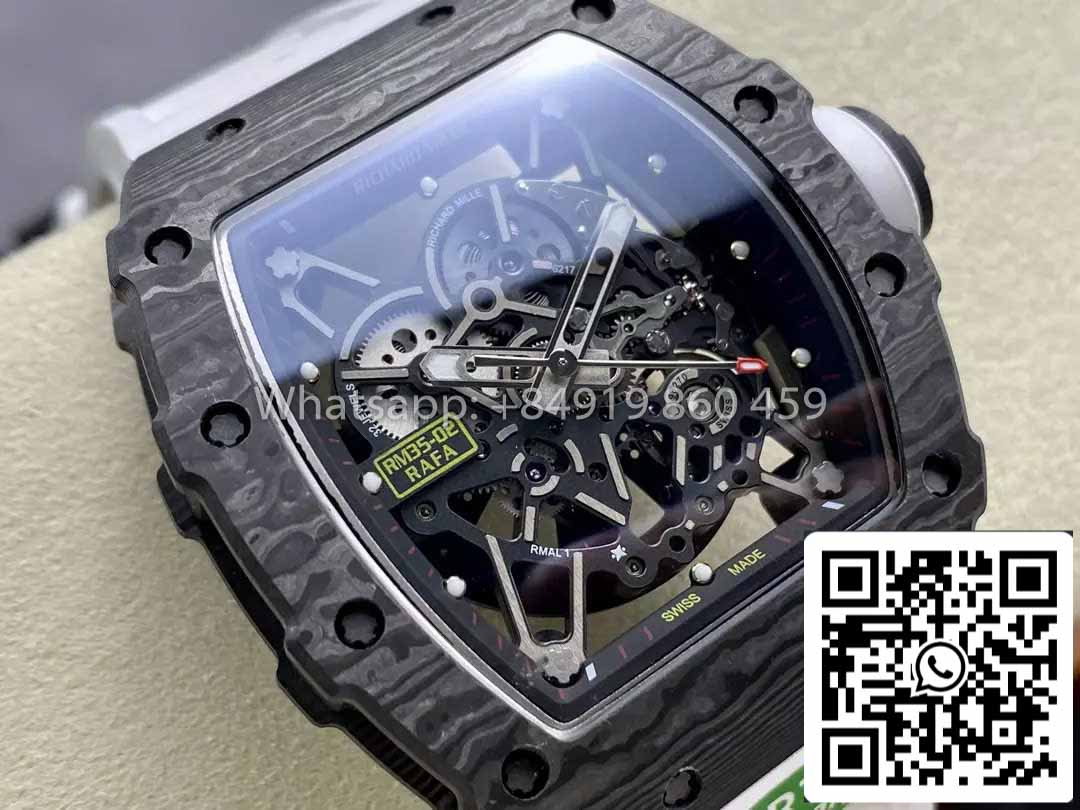 Richard Mille RM035-02 1:1 Meilleur clone R7 Factory NTPT Boîtier en carbone Bracelet blanc