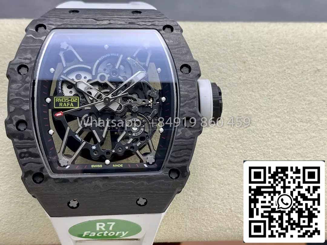 Richard Mille RM035-02 1:1 Meilleur clone R7 Factory NTPT Boîtier en carbone Bracelet blanc