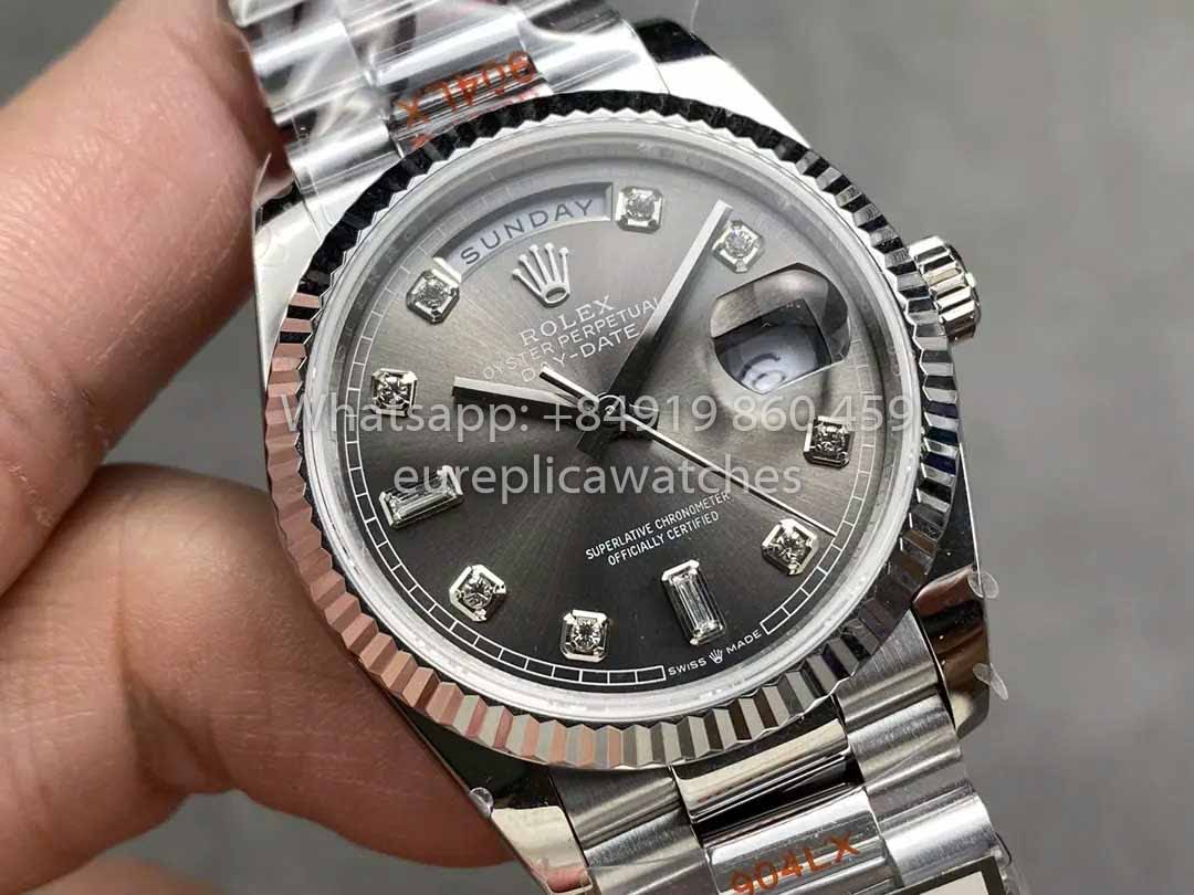 Rolex Day Date 128236 QF Factory 1:1 Meilleur clone Cadran diamant gris 36 mm