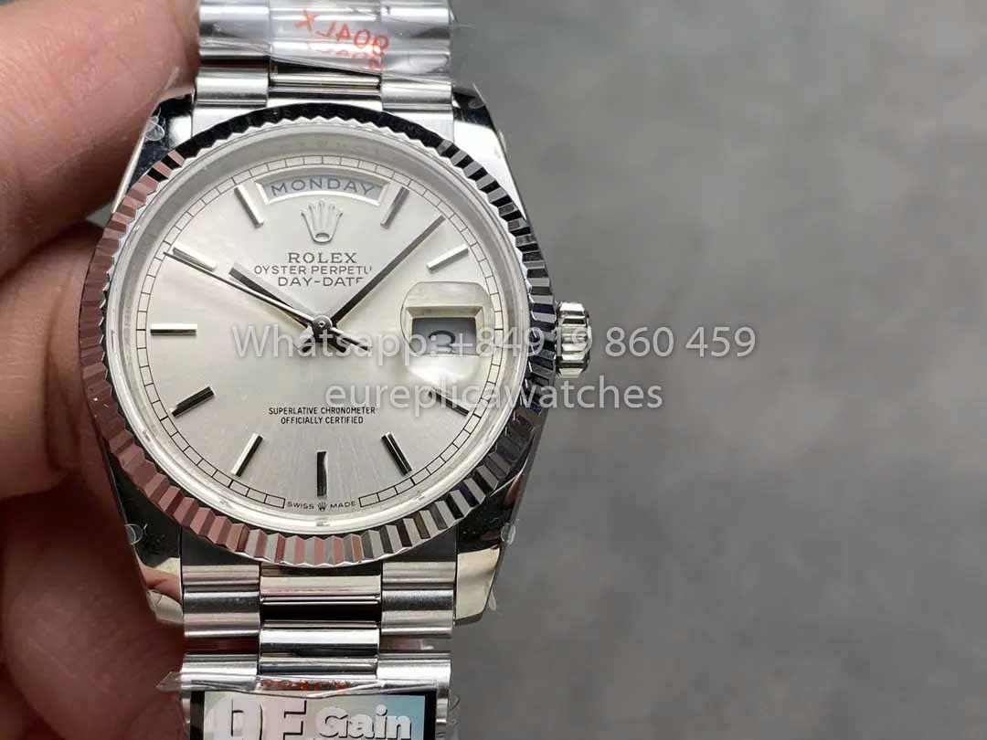 Rolex Day Date 128239-0005 QF Factory 1:1 Meilleur clone Cadran index argenté