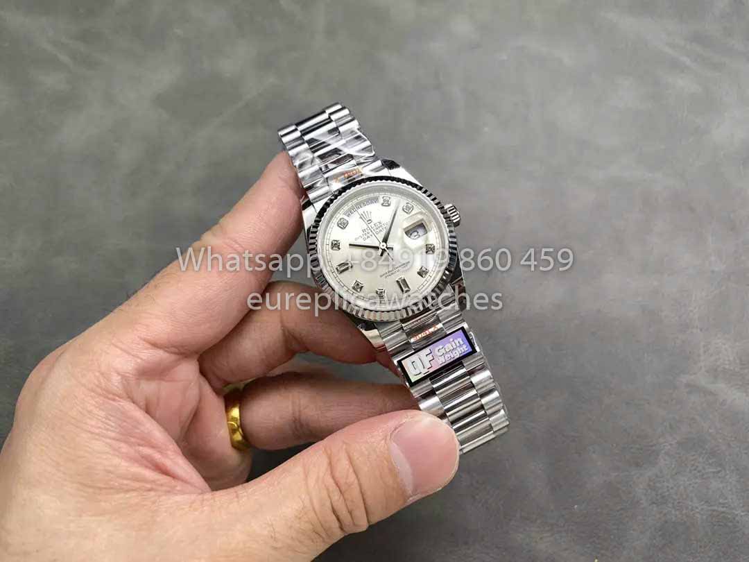 Rolex Day Date 128239 QF Factory 1:1 Bester Klon, silbernes Diamant-Zifferblatt