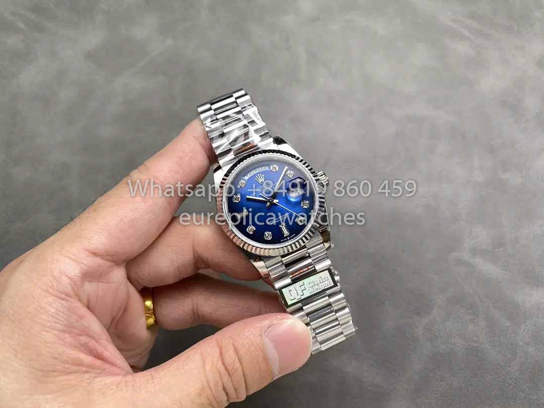 Rolex Day Date M128239-0023 128239-0023 QF Factory 1:1 Bester Klon Blaues Diamant-Zifferblatt