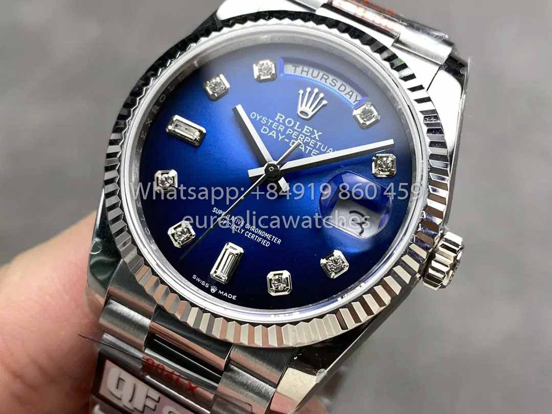 Rolex Day Date M128239-0023 128239-0023 QF Factory 1:1 Bester Klon Blaues Diamant-Zifferblatt