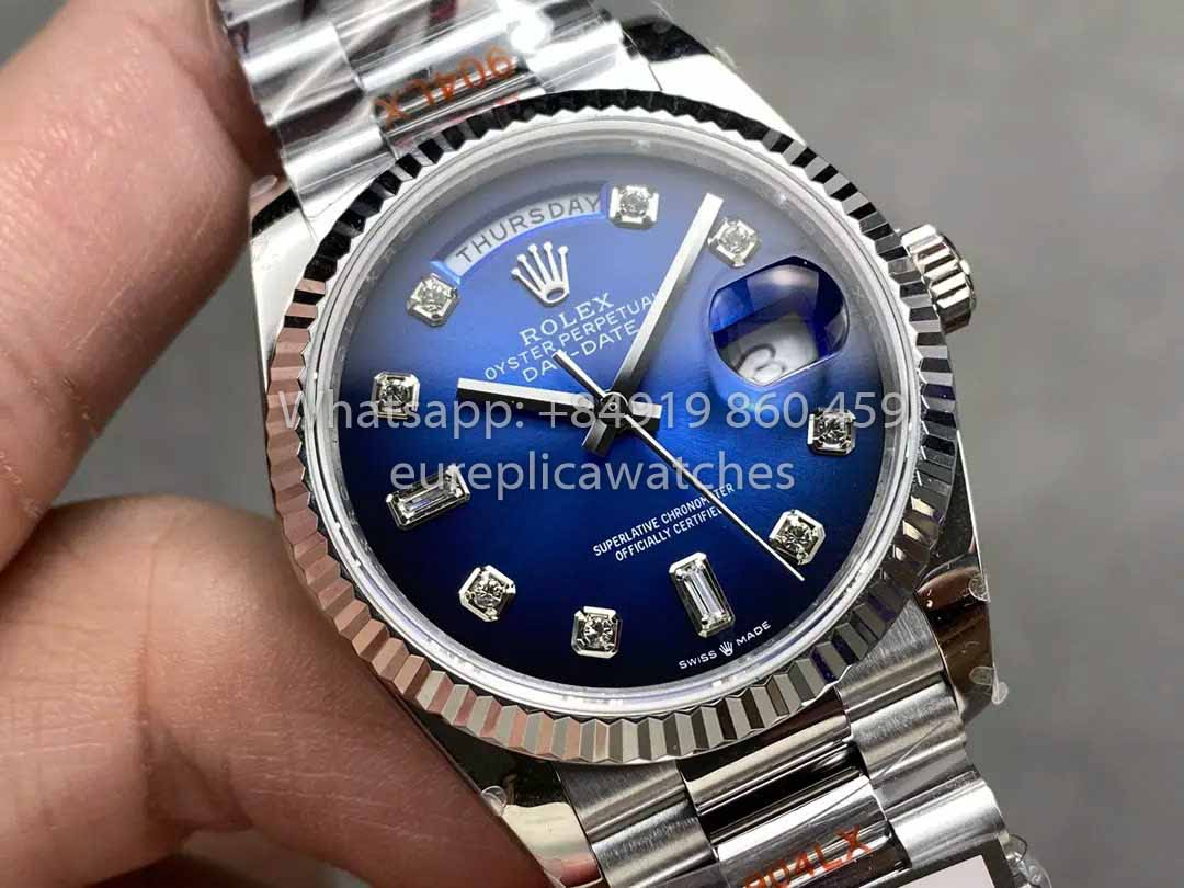 Rolex Day Date M128239-0023 128239-0023 QF Factory 1:1 Bester Klon Blaues Diamant-Zifferblatt
