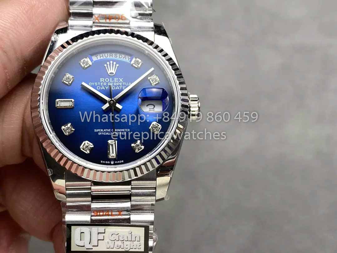 Rolex Day Date M128239-0023 128239-0023 QF Factory 1:1 Bester Klon Blaues Diamant-Zifferblatt