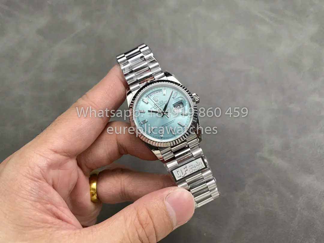 Rolex Day Date M128236 QF Factory 1:1 Meilleur clone Cadran bleu glacier 36 mm