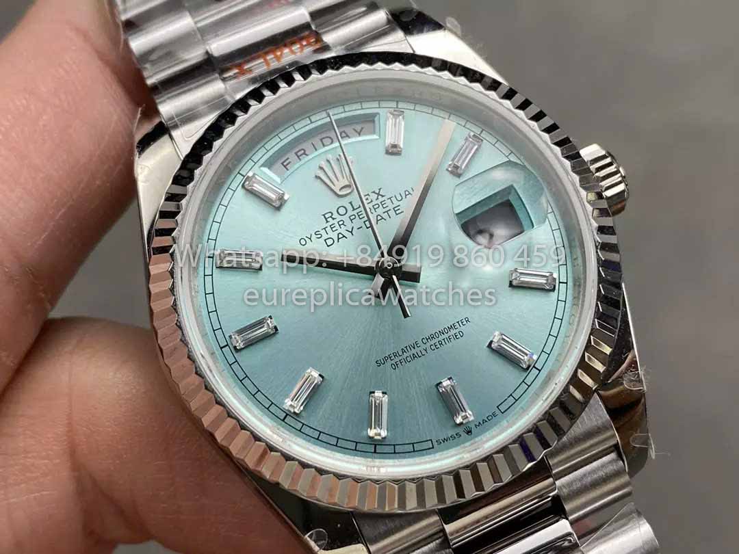 Rolex Day Date M128236 QF Factory 1:1 Meilleur clone Cadran bleu glacier 36 mm