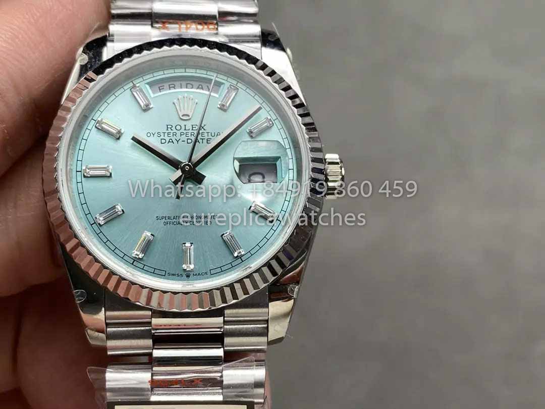 Rolex Day Date M128236 QF Factory 1:1 Meilleur clone Cadran bleu glacier 36 mm
