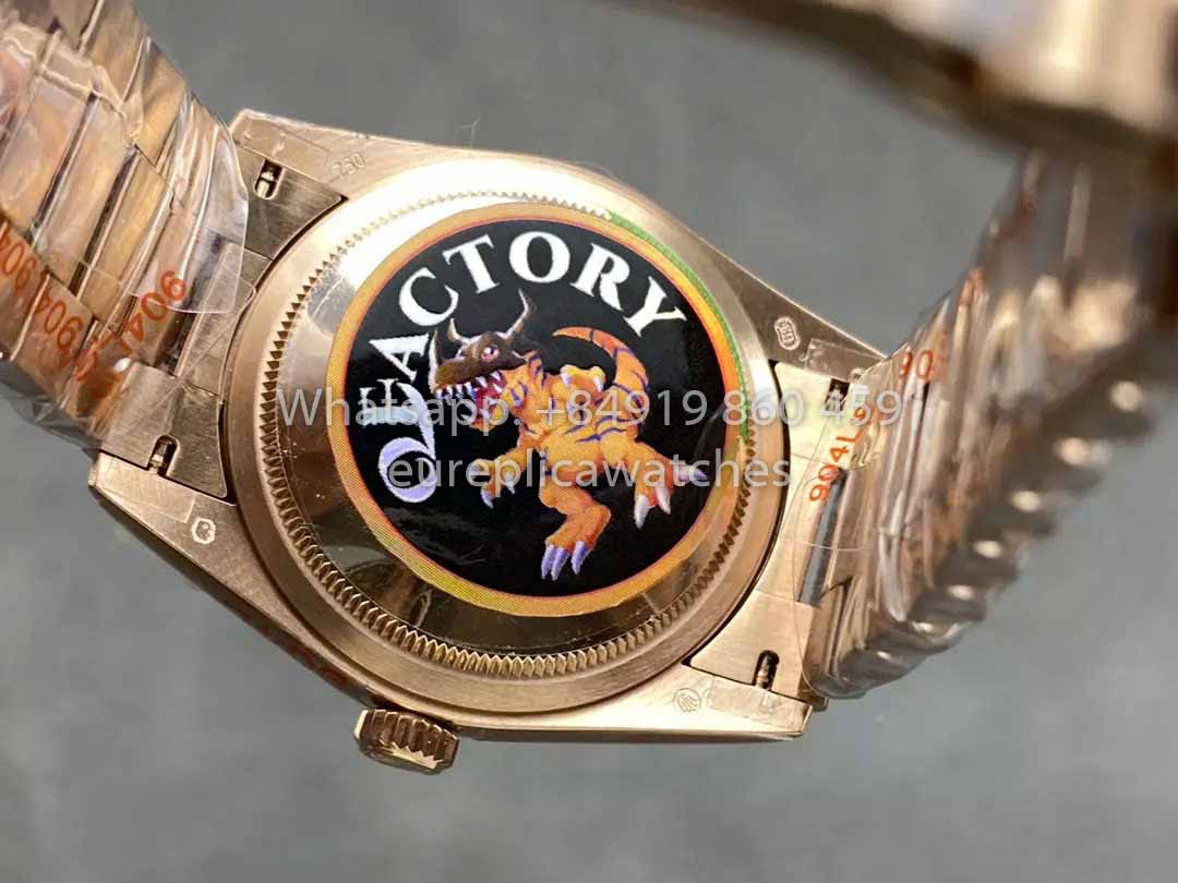 Rolex Day Date M128235-0075 Cadran à chiffres QF Factory 1:1 Meilleur clone Cadran chocolat Or rose