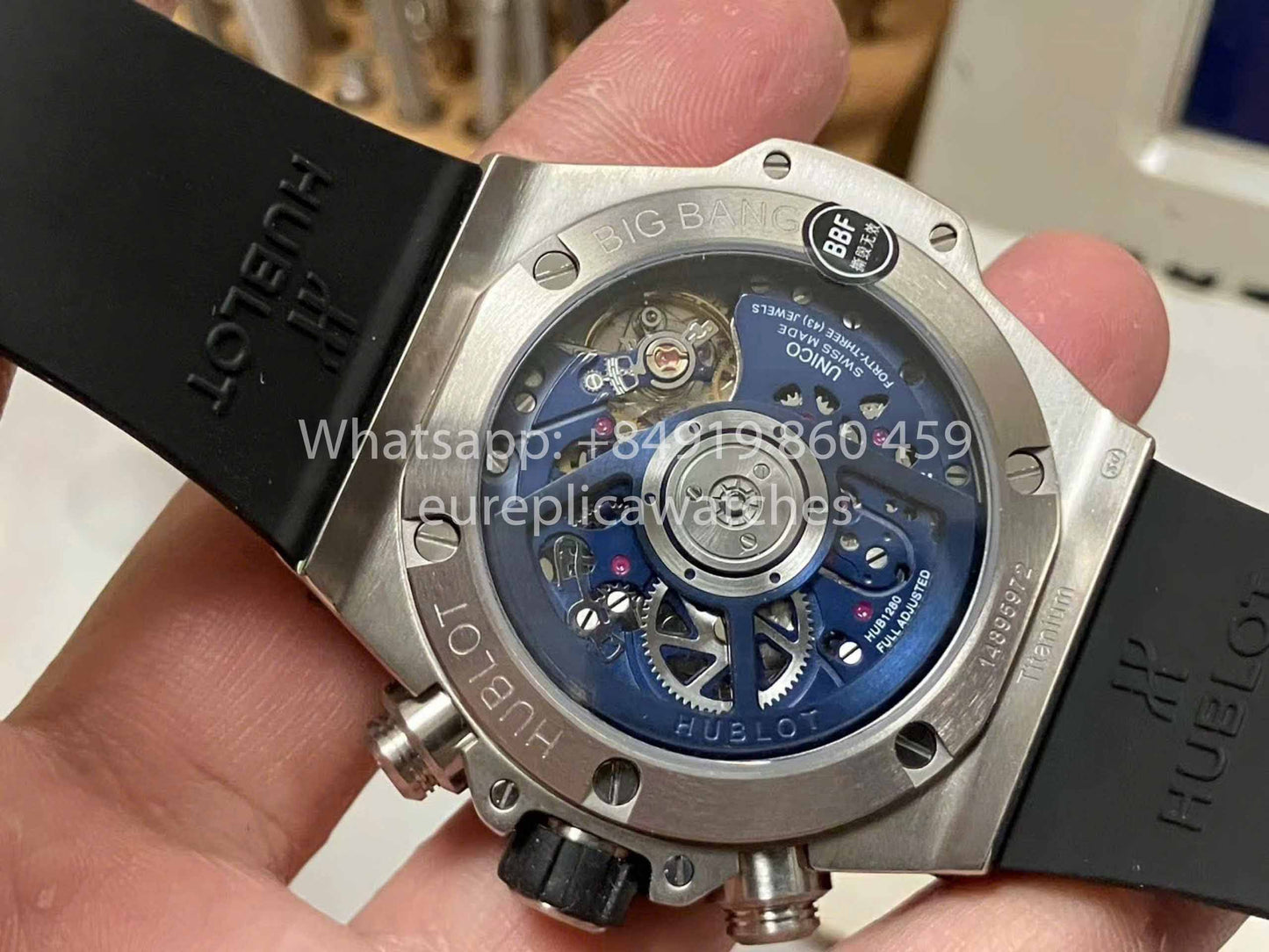 Hublot Big Bang Unico Titanium 441.NL.5171.RX 1:1 Best Edition BBF Factory Bracelet bleu Lunette en céramique 