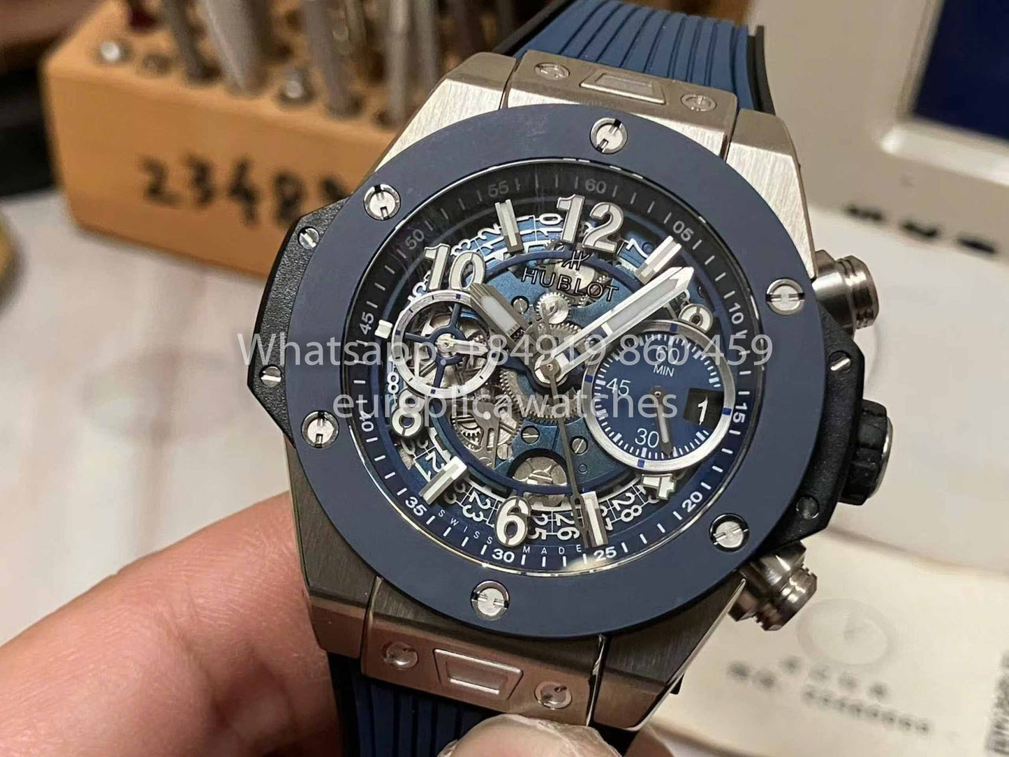 Hublot Big Bang Unico Titanium 441.NL.5171.RX 1:1 Best Edition BBF Factory Bracelet bleu Lunette en céramique 