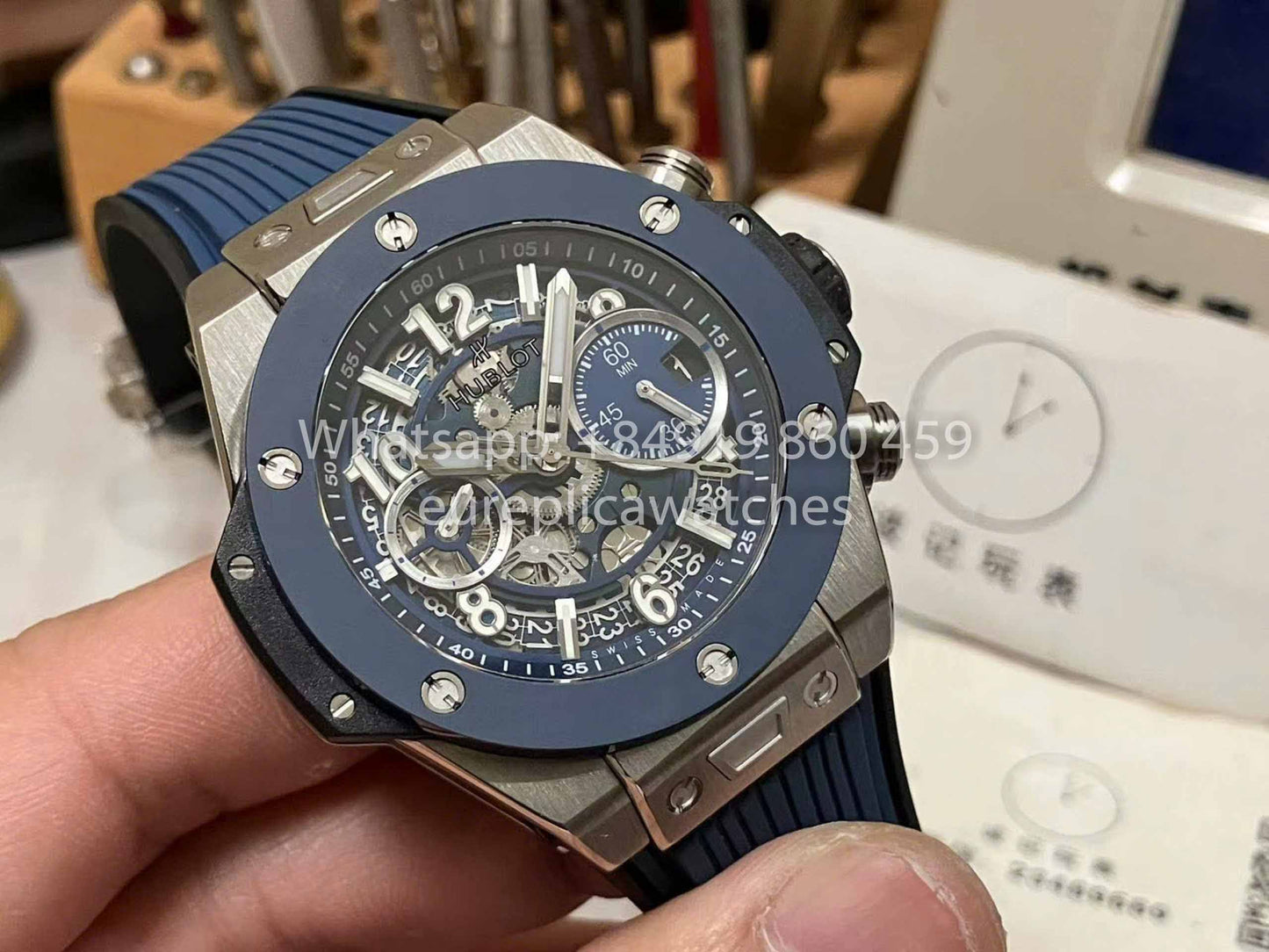 Hublot Big Bang Unico Titanium 441.NL.5171.RX 1:1 Best Edition BBF Factory Bracelet bleu Lunette en céramique 