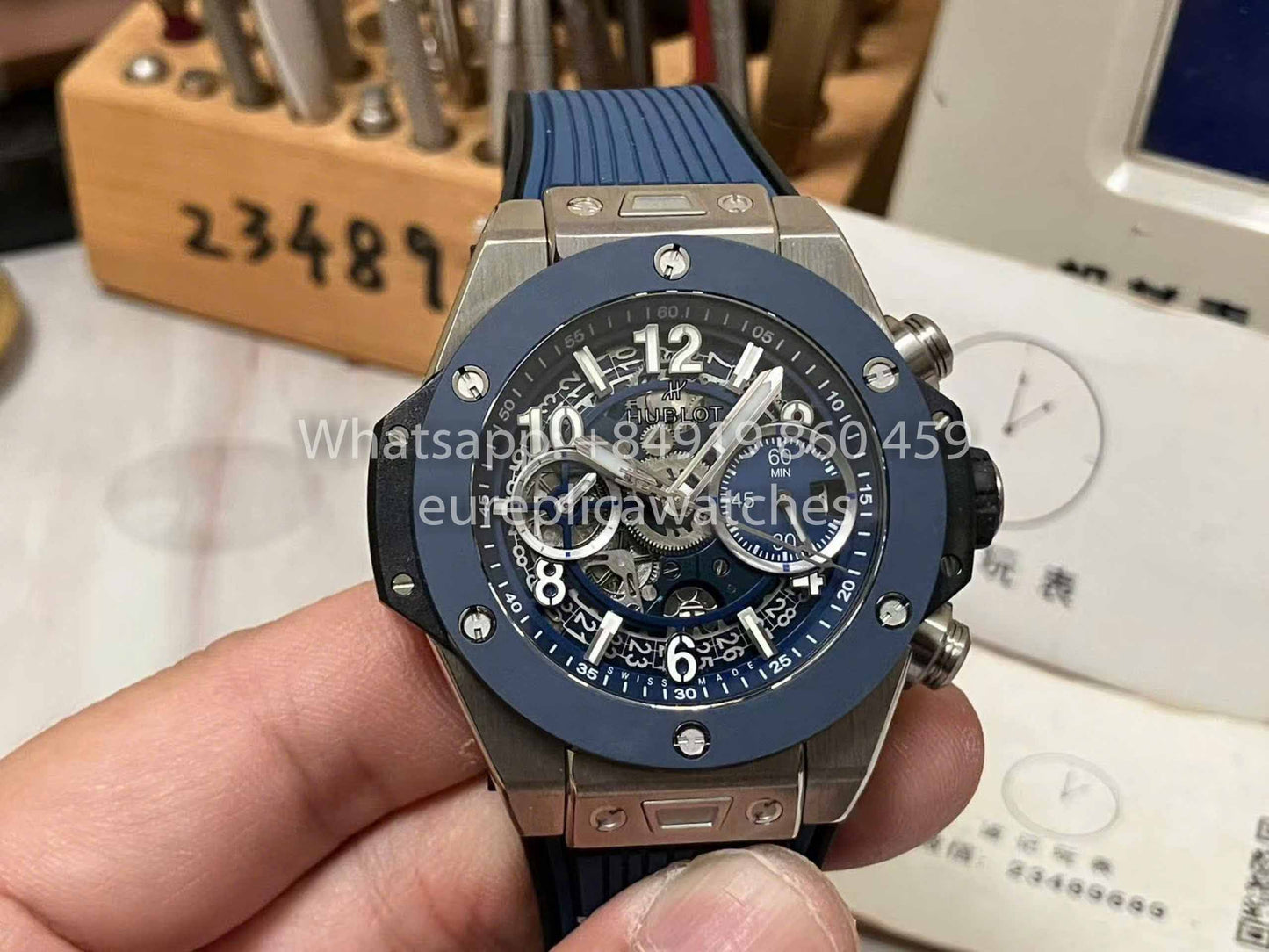 Hublot Big Bang Unico Titanium 441.NL.5171.RX 1:1 Best Edition BBF Factory Bracelet bleu Lunette en céramique 