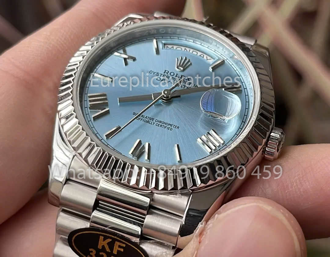 Rolex Day Date 40 228236 Weißgold Platin geriffelte Lünette 1:1 Bester Klon KF Factory 215 Gramm