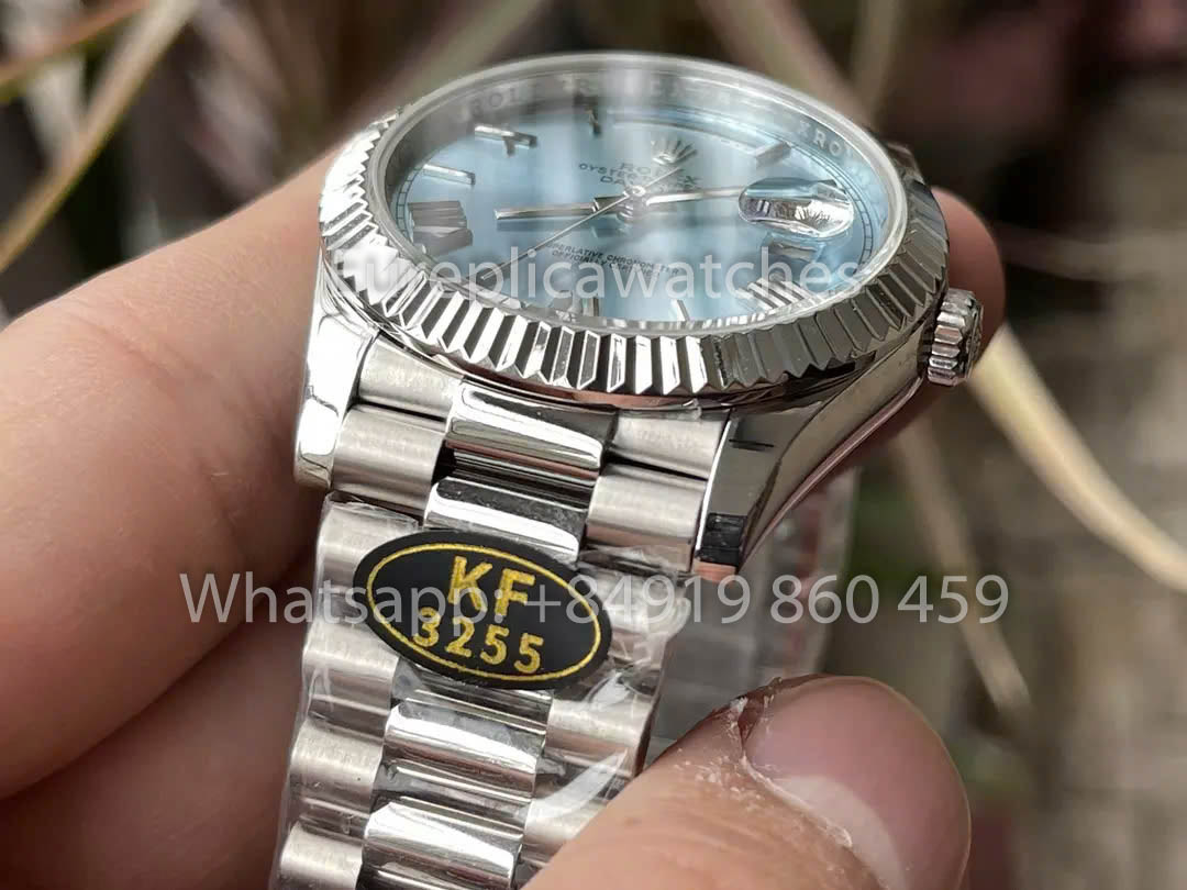Rolex Day Date 40 228236 Weißgold Platin geriffelte Lünette 1:1 Bester Klon KF Factory 215 Gramm